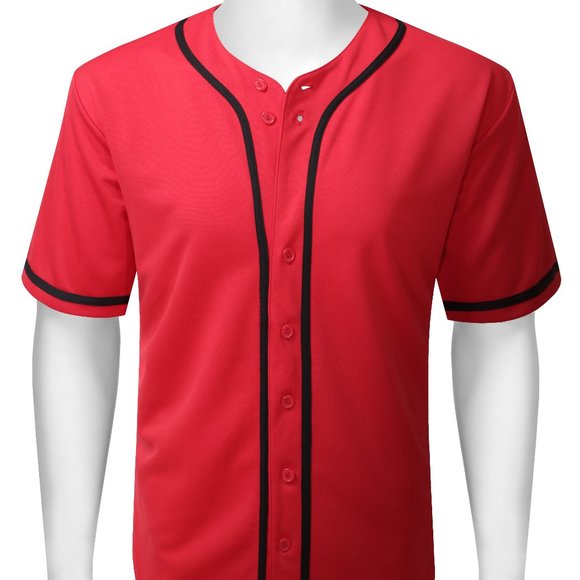 Men's Baseball Jersey Casual Sportwear in Red - Picture 2 of 7